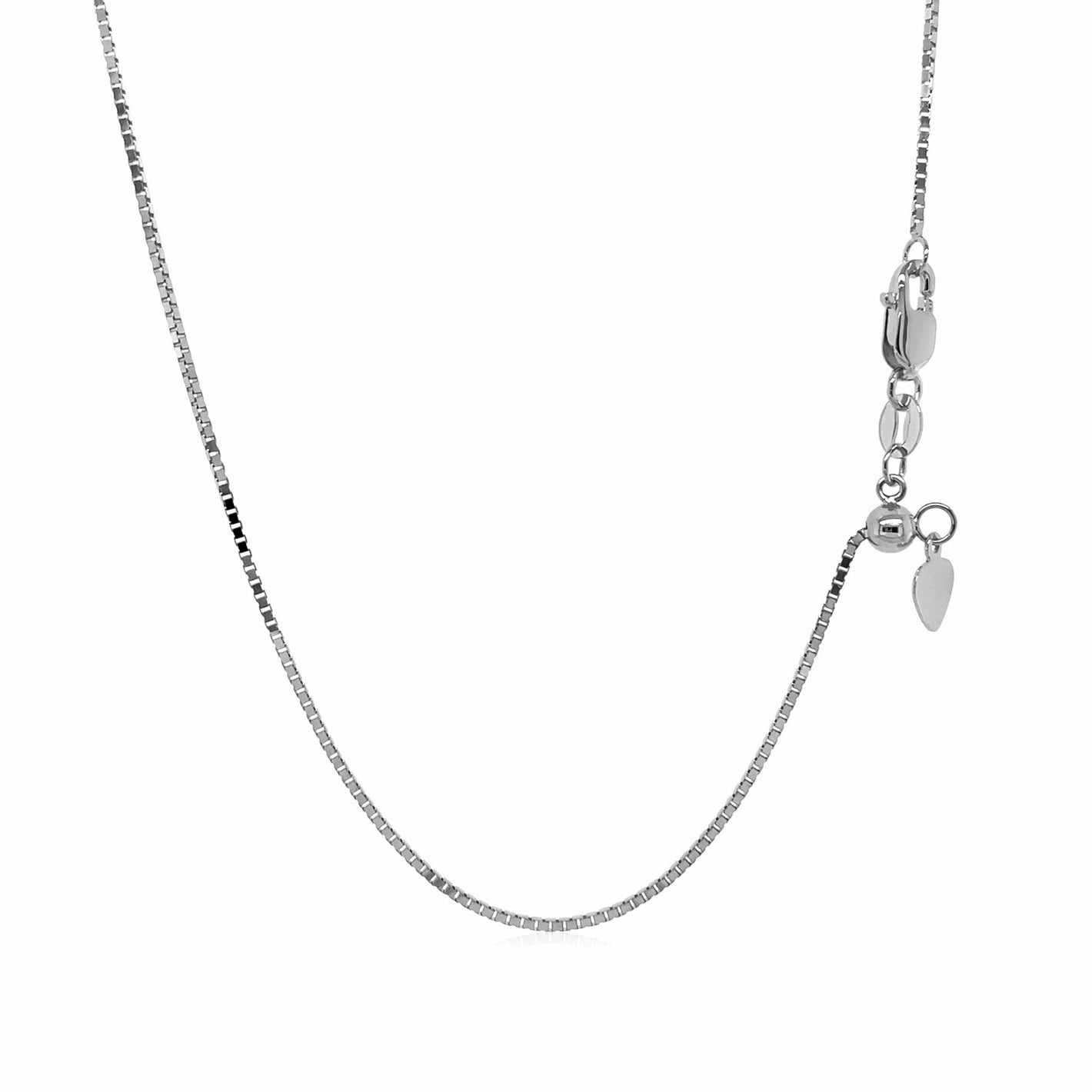 0.85mm 14k White Gold Adjustable Box Chain