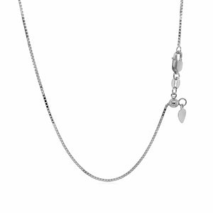 0.85mm 14k White Gold Adjustable Box Chain