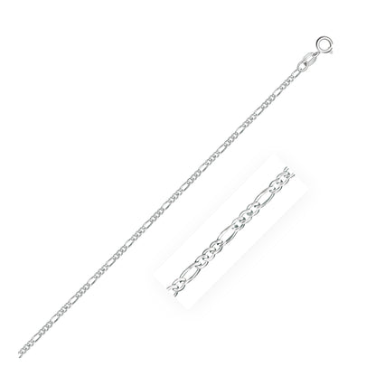 1.9mm 14k White Gold Solid Figaro Chain