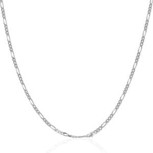 1.9mm 14k White Gold Solid Figaro Chain