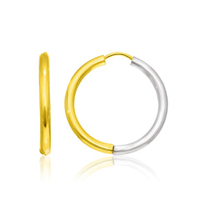 14k Two-Tone Gold Hoop  in a Hinged Style Earrings