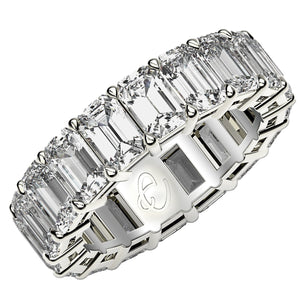 8 cttw  Emerald Cut Lab Grown Diamond Eternity Ring in 14k White Gold (FG/VS2)