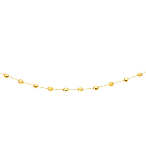 14k Yellow Gold with Polished and Textured Pebble Stations Necklace