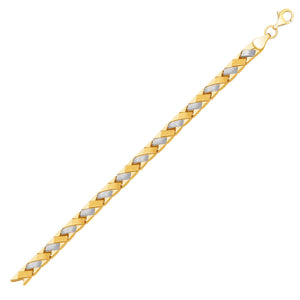 14k Two-Tone Gold Fancy Weave with Contrasting Finish  Bracelet