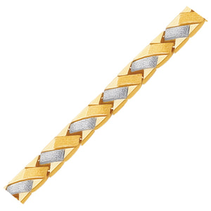 14k Two-Tone Gold Fancy Weave with Contrasting Finish  Bracelet