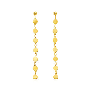 14k Yellow Gold with Polished Circles Post Dangle Earrings