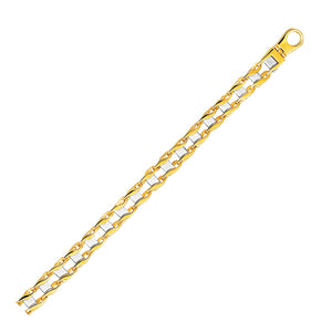 14k Two-Tone Gold Men's  with S Style Bar Links Bracelet