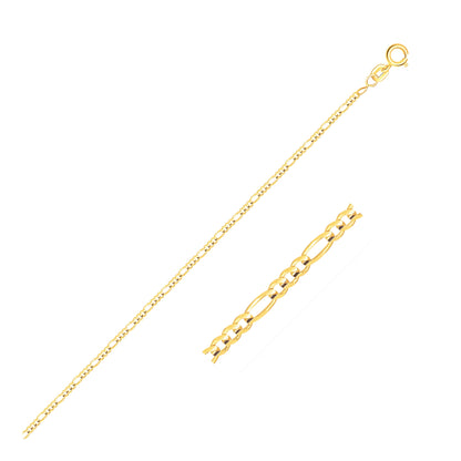 1.3mm 14k Yellow Gold Figaro Anklet