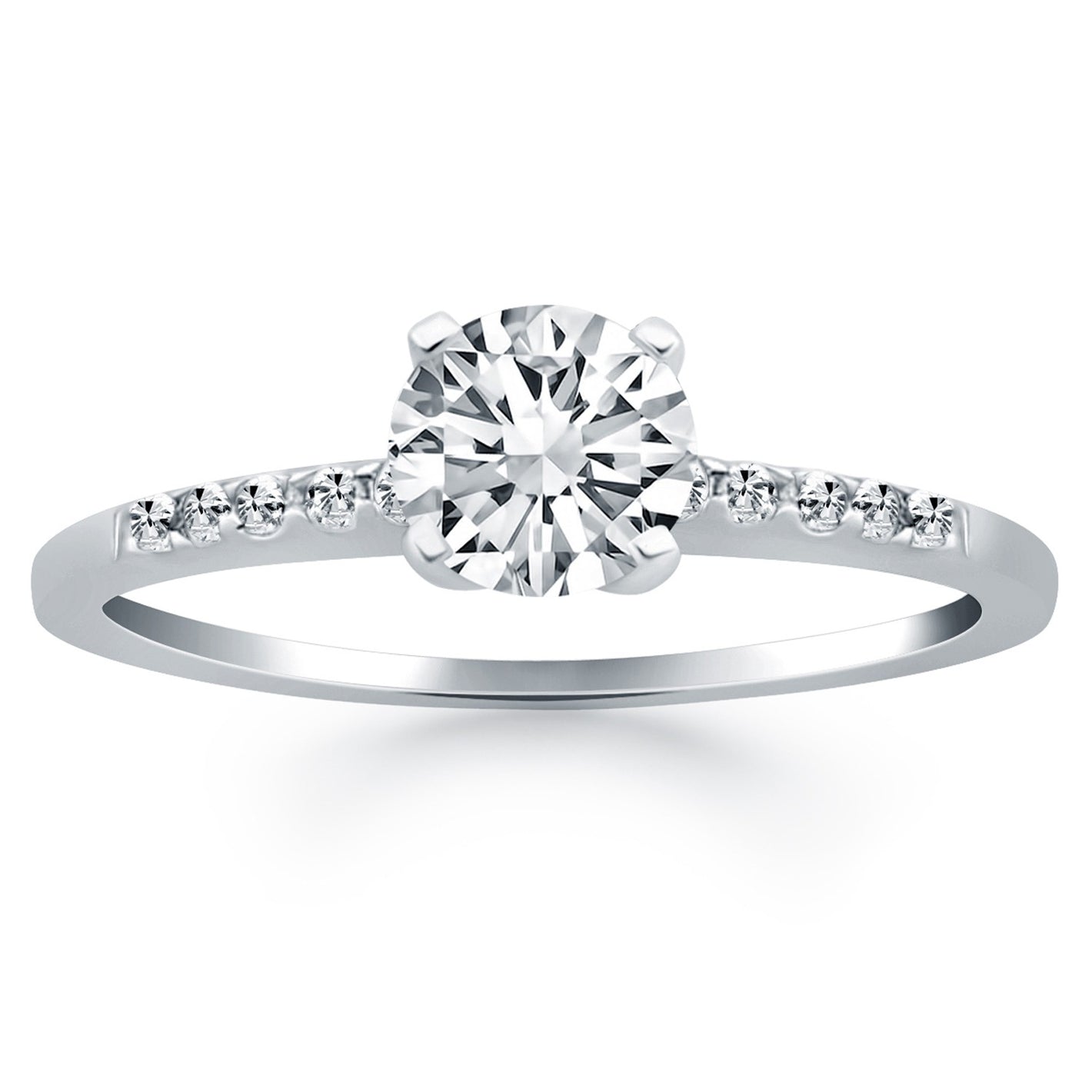 14k White Gold with Diamond Band Design Engagement Ring