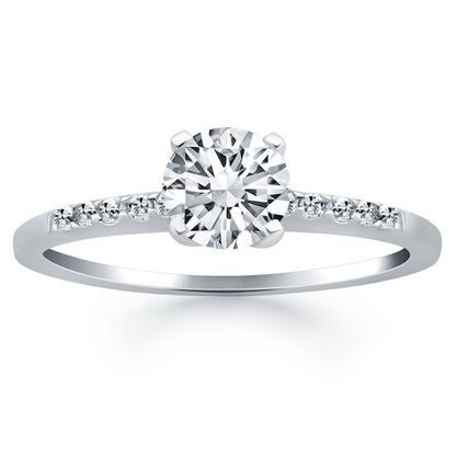 14k White Gold with Diamond Band Design Engagement Ring