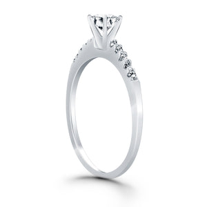 14k White Gold with Diamond Band Design Engagement Ring