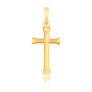 14k Yellow Gold Cross with Rounded Ends Pendant