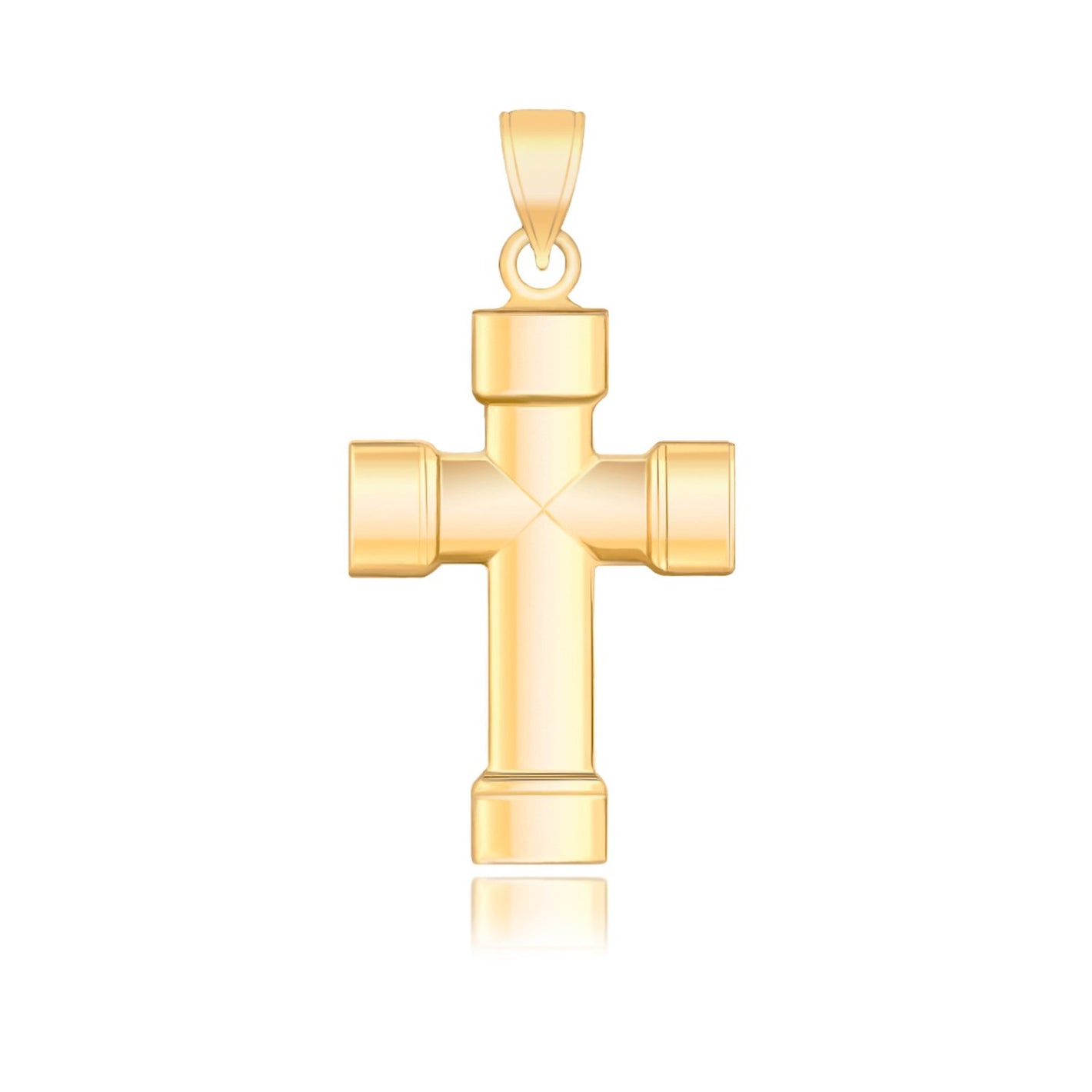 14k Yellow Gold Cross with Block Like Ends Pendant