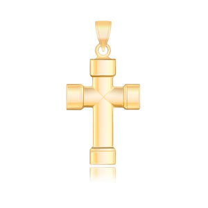 14k Yellow Gold Cross with Block Like Ends Pendant