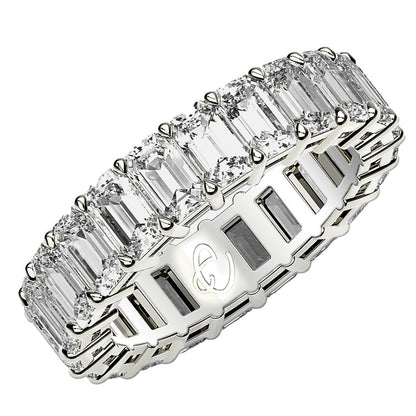 5 cttw Emerald Cut Lab Grown Diamond Eternity Ring in 14k White Gold (FG/VS2)