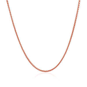 1.1mm 14k Rose Gold Diamond Cut Round Wheat Chain