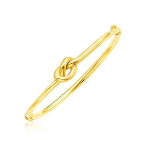 14k Yellow Gold Bangle with Polished Knot Bracelet