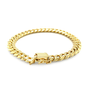 8.2mm 10k Yellow Gold Classic Miami Cuban Solid Bracelet