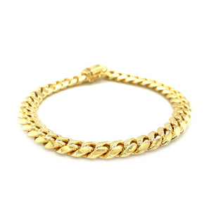 8.2mm 10k Yellow Gold Classic Miami Cuban Solid Bracelet