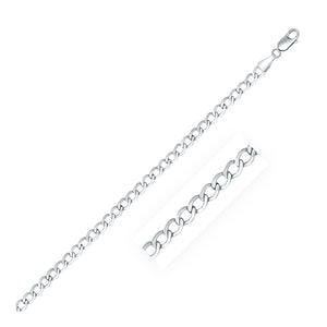 3.7mm Rhodium Plated Sterling Silver Curb Style Chain