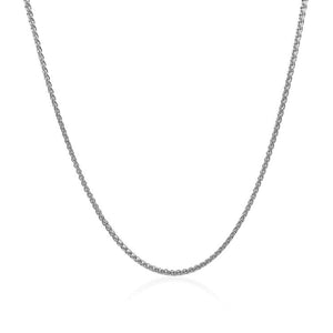 1.4mm 18k White Gold Round Wheat Chain