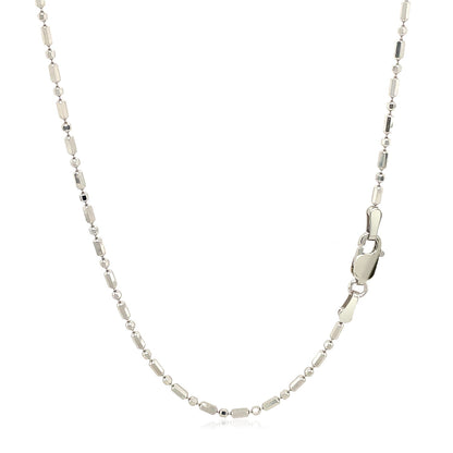 1.5mm 14k White Gold Diamond-Cut Alternating Bead Chain