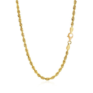 3.0mm 14k Yellow Gold Solid Diamond Cut Rope Chain