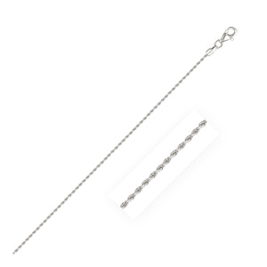 1.5mm 14k White Gold Solid Diamond Cut Rope Chain