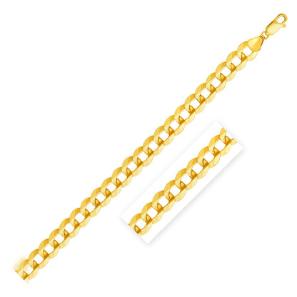 11.23mm 14k Yellow Gold Solid Curb Bracelet