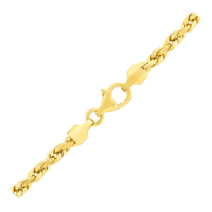 4.0mm 14k Yellow Gold Solid Diamond Cut Rope Chain