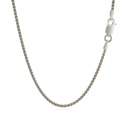 1.3mm Sterling Silver Rhodium Plated Wheat Chain