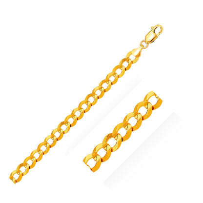 10.0mm 14k Yellow Gold Solid Curb Bracelet