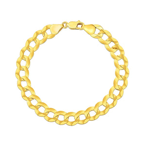 10.0mm 14k Yellow Gold Solid Curb Bracelet