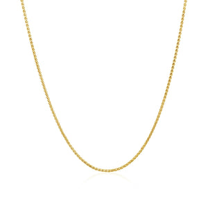 1.0mm 14k Yellow Gold Diamond Cut Round Wheat Chain