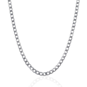 4.7mm Rhodium Plated Sterling Silver Curb Style Chain