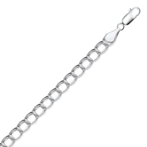 Sterling Silver  with Rhodium Plating Small Ridged Circular Chain Bracelet