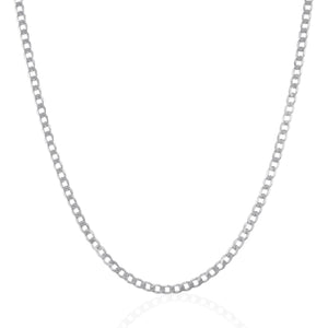 3.0mm Rhodium Plated Sterling Silver Curb Style Chain