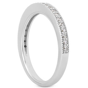 14k White Gold Pave Diamond Milgrain Wedding Ring Band Set 1/2 Around