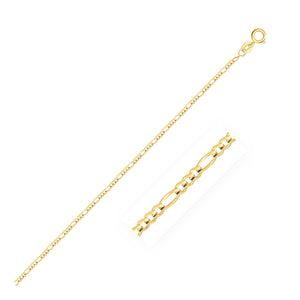 1.3mm 14k Yellow Gold Solid Figaro Chain