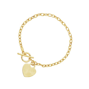 14k Yellow Gold Toggle with Heart Charm Bracelet