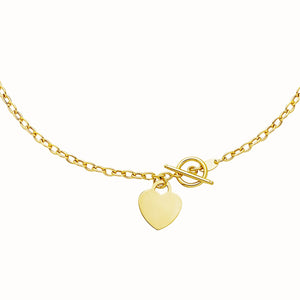 14k Yellow Gold Toggle with Heart Charm Bracelet