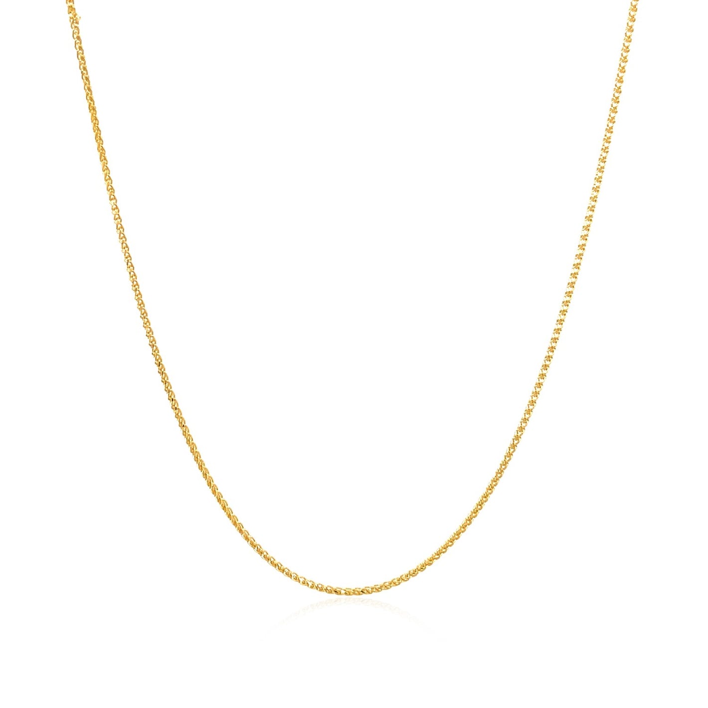 0.6mm 14k Yellow Gold Diamond Cut Round Wheat Chain