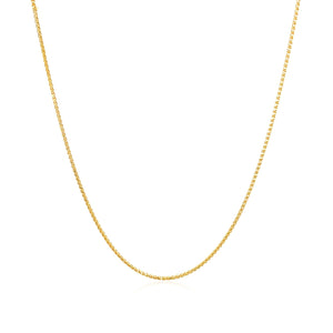 0.6mm 14k Yellow Gold Diamond Cut Round Wheat Chain