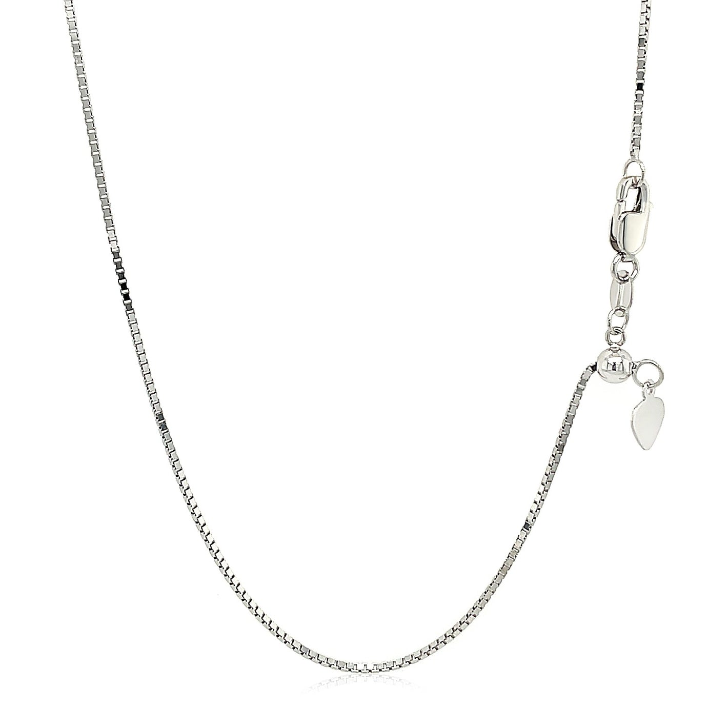 0.85mm 10k White Gold Adjustable Box Chain