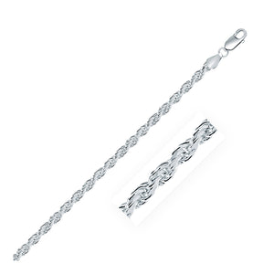 3.6mm Sterling Silver Diamond Cut Rope Style Chain