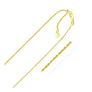 1.0mm 14k Yellow Gold Adjustable Rope Chain