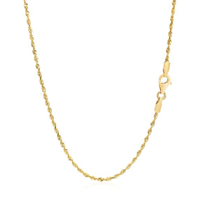 1.5mm 14k Yellow Gold Solid Diamond Cut Rope Chain