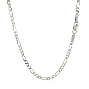 2.6mm 14k White Gold Solid Figaro Chain