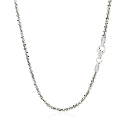 2.2mm Rhodium Plated Sterling Silver Sparkle Style Chain