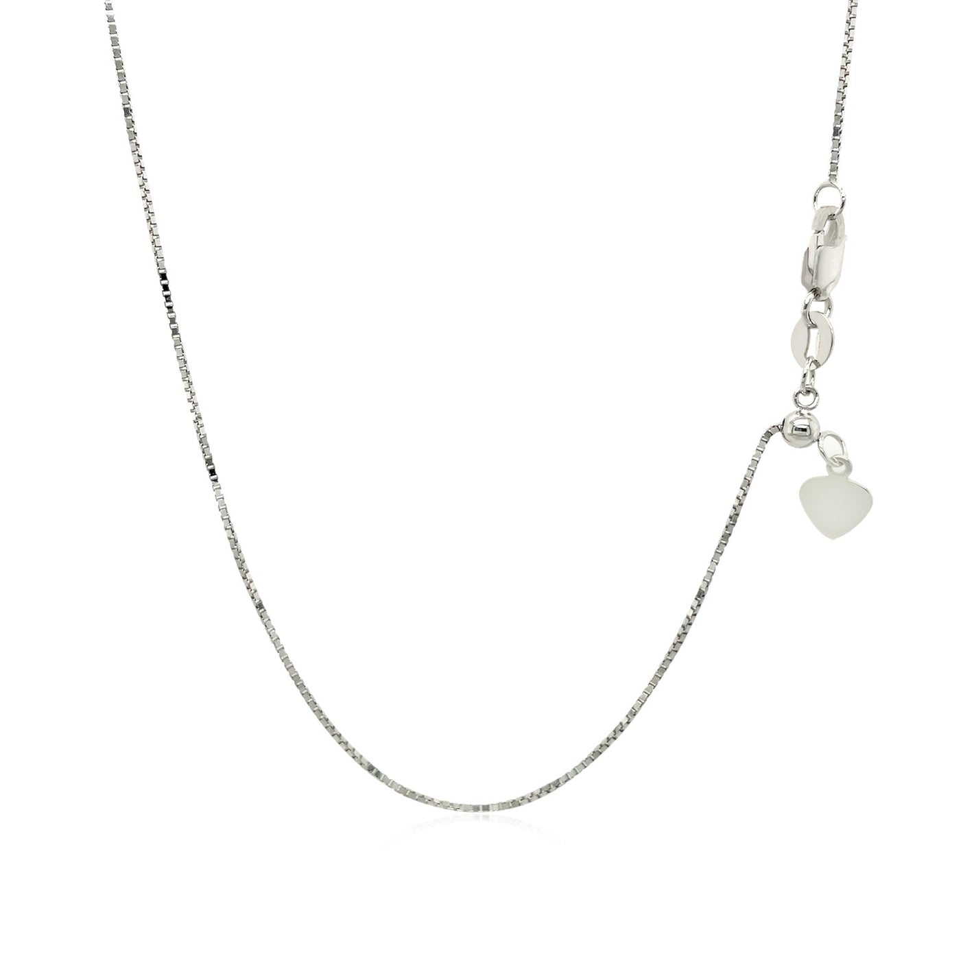 0.7mm 14k White Gold Adjustable Box Chain